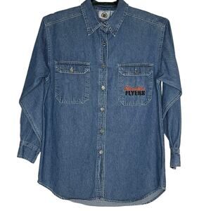 Vintage 90s Philadelphia Flyers NHL Denim Mens Top Sz S Edge Y2K Hockey Street